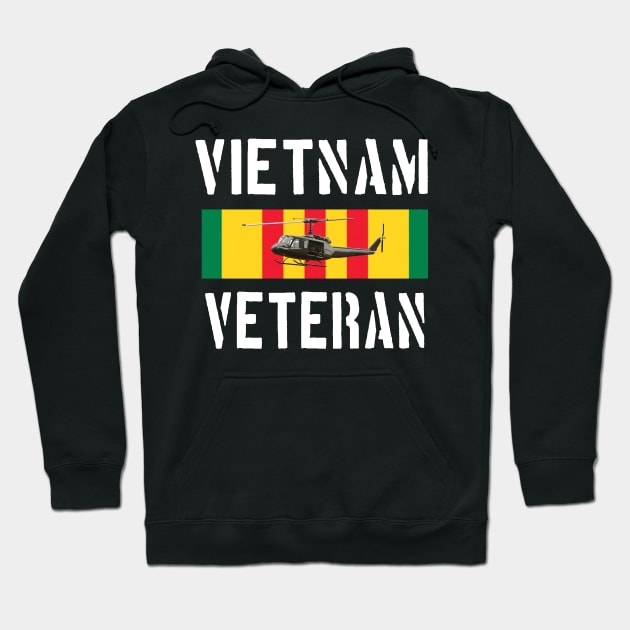 Vietnam Veteran Huey Helicopter Ribbon Hoodie by Dirty Custard Designs 